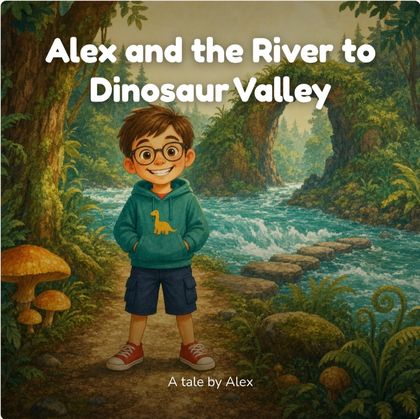 Sample book cover: Alex and the River to Dinosaur Valley